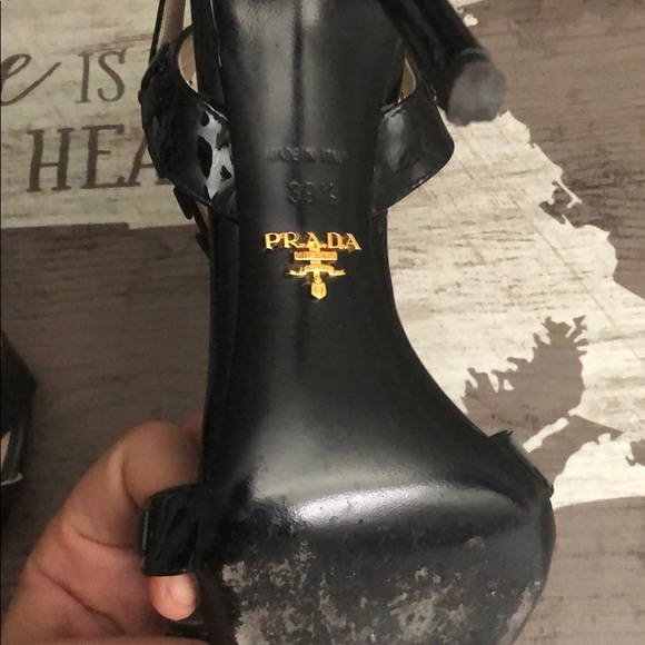 Prada black studded sandals size 9.5